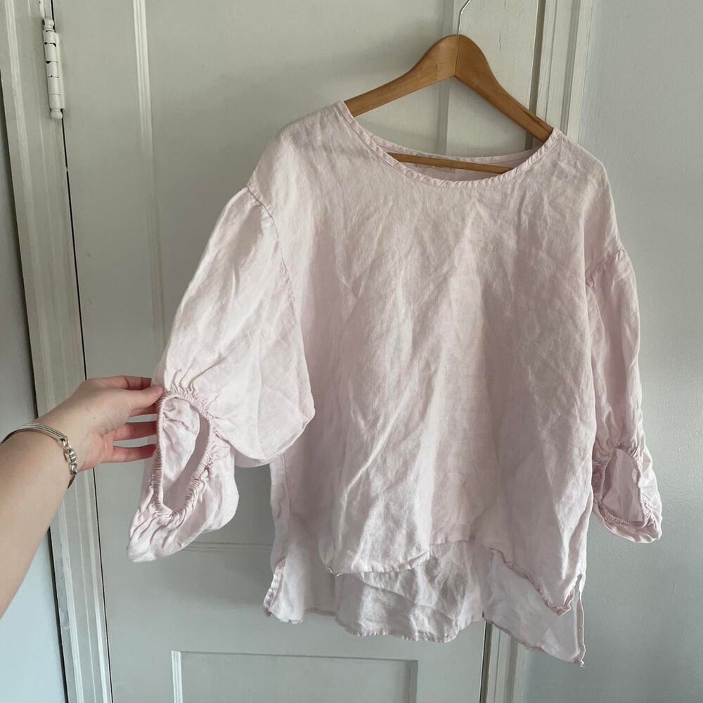 Bella umbra pale pink linen boho top
